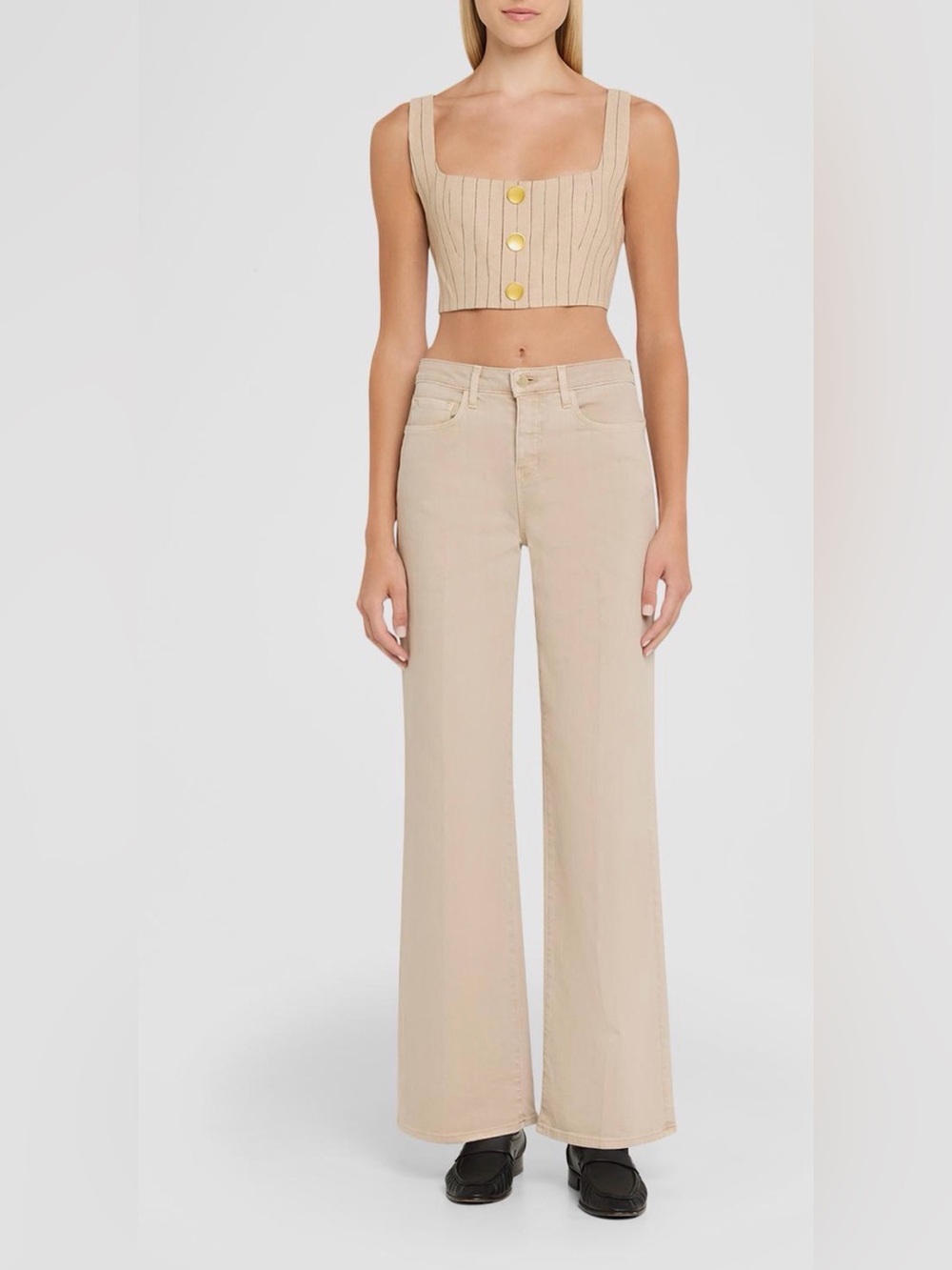 L'AGENCE Wide-Leg Jeans in Light Beige - Picture 2 of 4